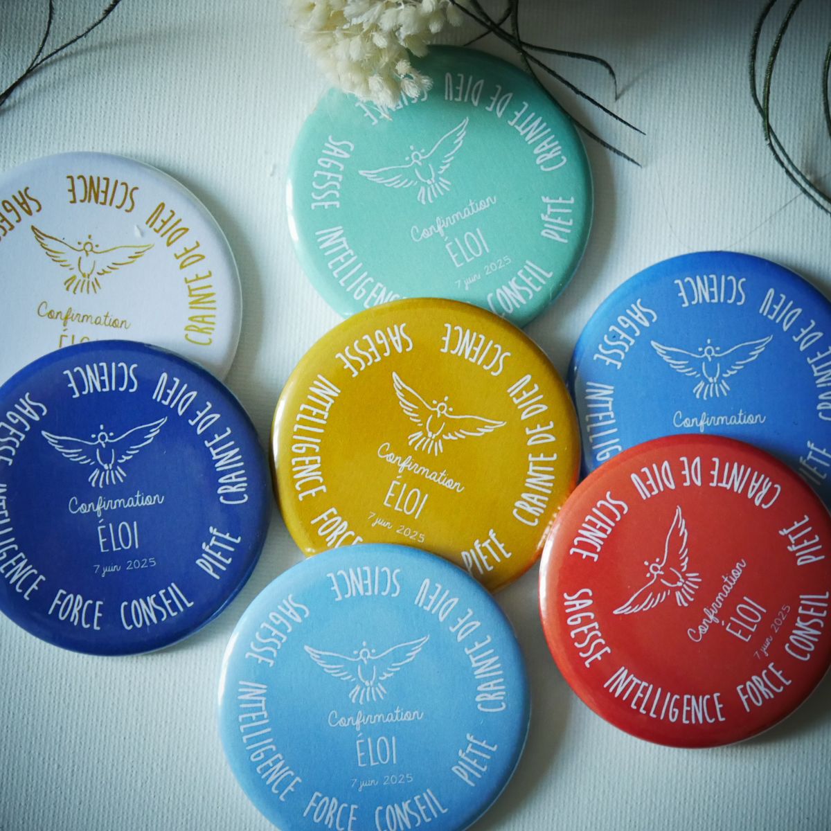 Lot de 7 aimants/magnets personnalisés Confirmation – Les 7 dons de l’Esprit - Image 2