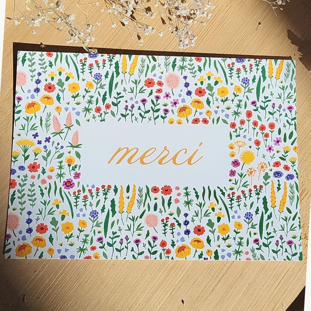 Carte postale “Merci” fleurs des champs