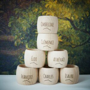 Ronds de serviettes en bois personnalisés – Collection Auvergne