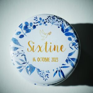 Lot de 7 aimants/magnets personnalisés – Couronne feuillage bleu & colombe