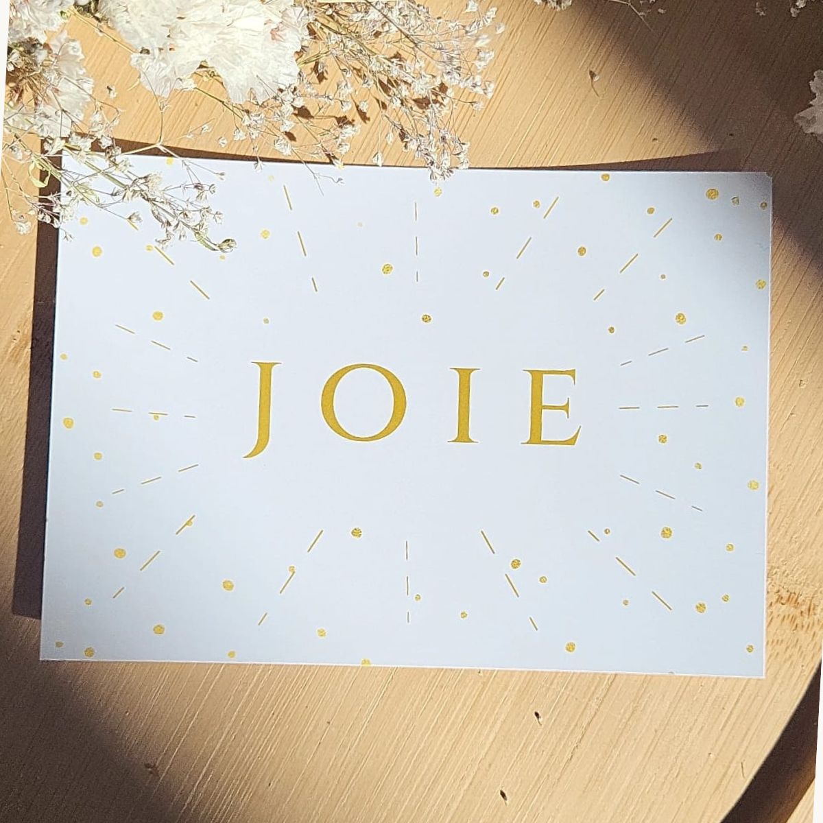 Carte postale “Joie” – Tons jaunes et dorés