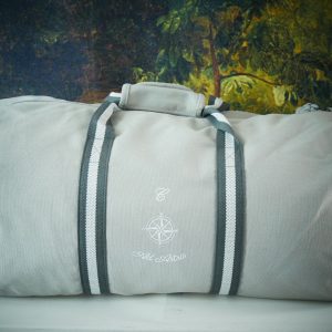 Grand sac de voyage en toile vintage personnalisé – gris clair – 45L
