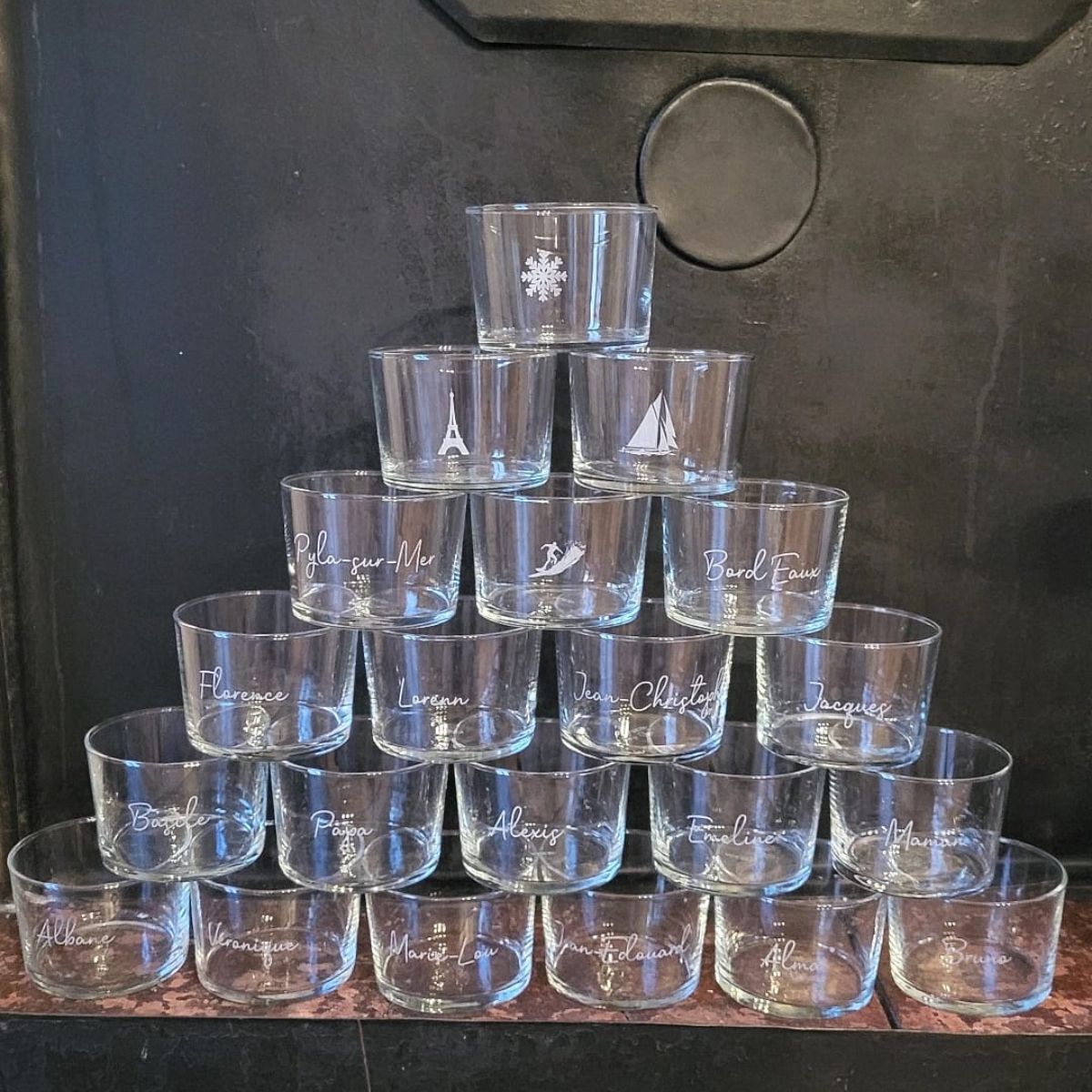 Lot de 6 verres gravés – pictogrammes – verres empilables 20cl - Image 2