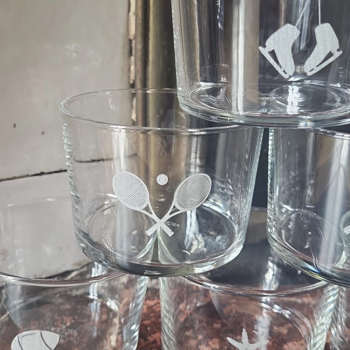Lot de 6 verres gravés – pictogrammes – verres empilables 20cl - Image 3