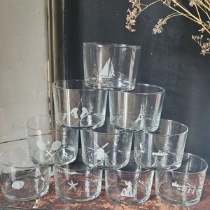 Lot de 6 verres gravés – pictogrammes – verres empilables 20cl