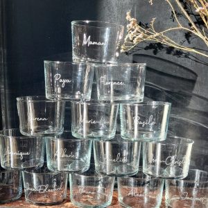 Lot de 6 verres gravés personnalisés – prénom – verres empilables 20c