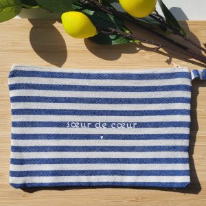 ⭐ Pièces uniques – pochette tissu fouta «Sœur de cœur»
