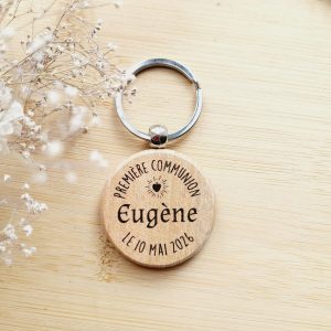Porte-clé en bois personnalisé – Première Communion