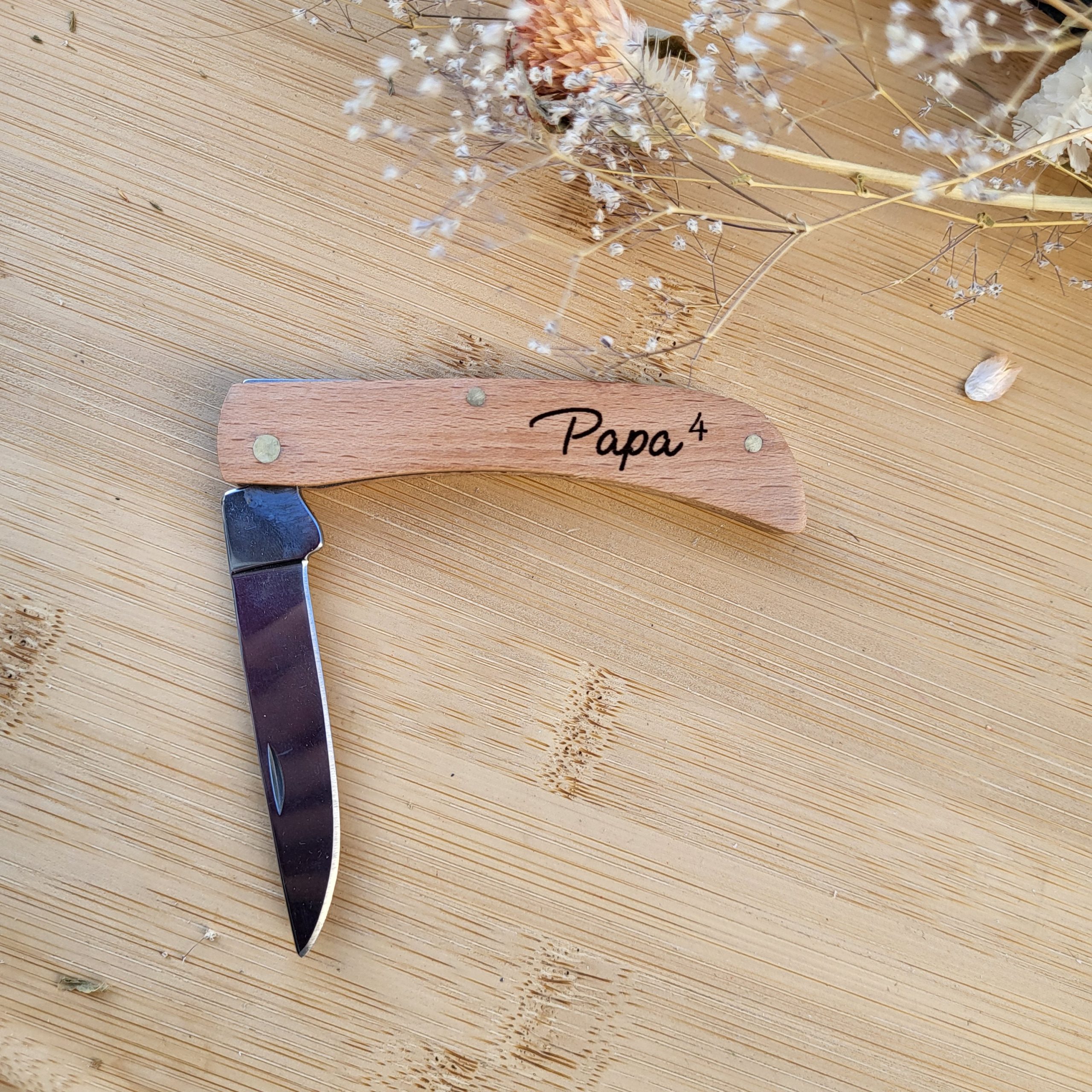 ⭐ Pièces uniques – Couteau pliable Papa puissance 4 - Image 2